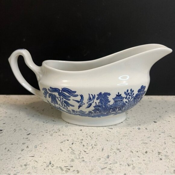 Vintage 1950s CHURCHILL Blue Willow Platter Gravy Boat Set Made in England - Picture 13 of 15